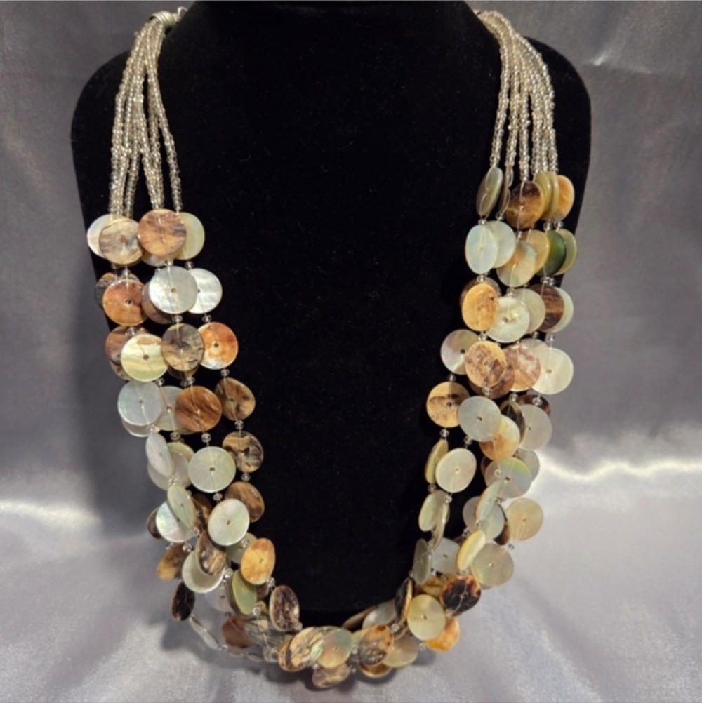 Vintage Shell Disc Necklace and Earrings